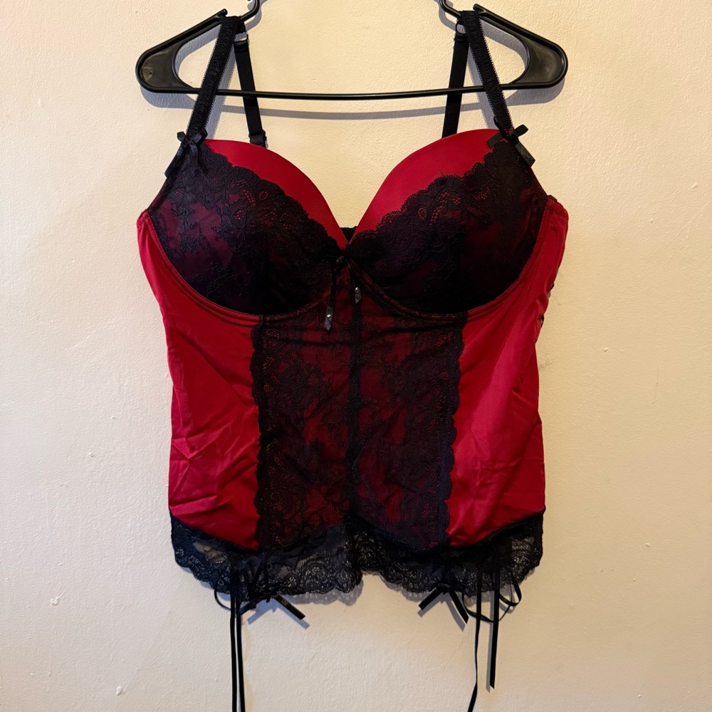 Oh la la Cheri Red and Black Lace Bustier
